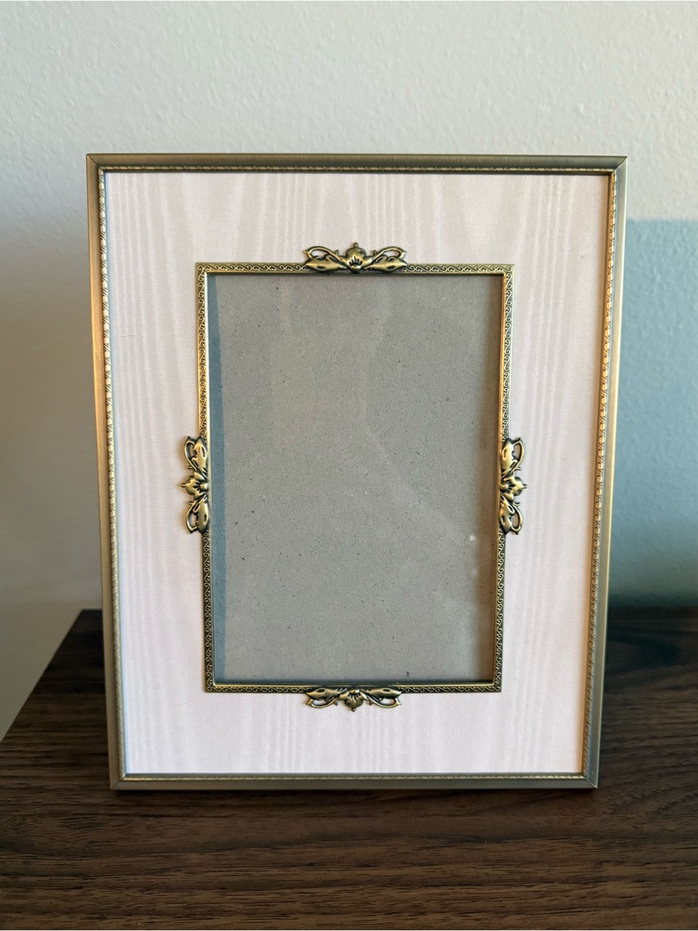 Vintage Moiré Brass Tone Bow Frame French Romantic Aesthetic 8x10